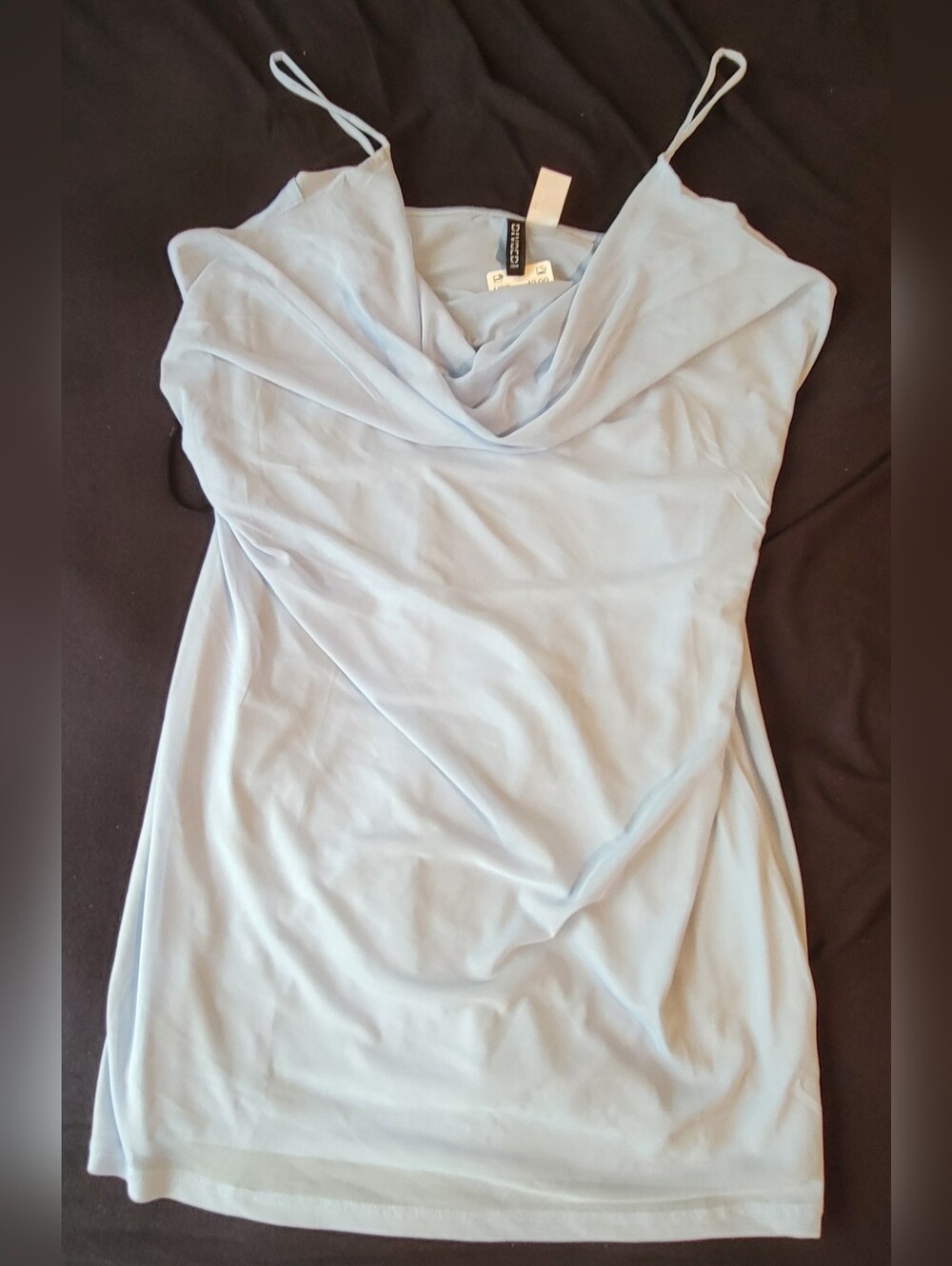 Divided Light Blue Cowl-Neck Slip Dress